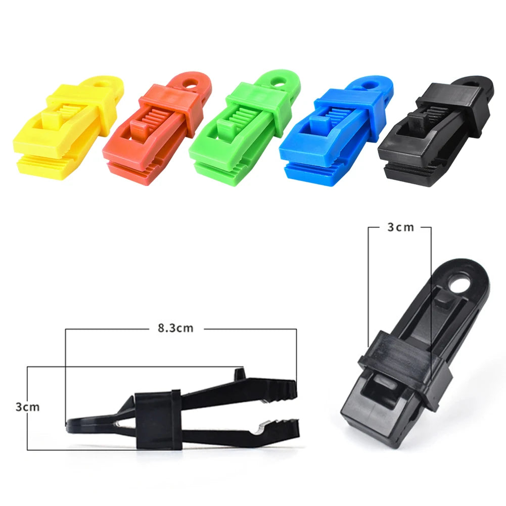 10PCS Tarpaulin Clip Tent Canopy Clip Buckle Outdoor Wind Rope Clamps Reusable Awning Mountaineering Camping Accessories