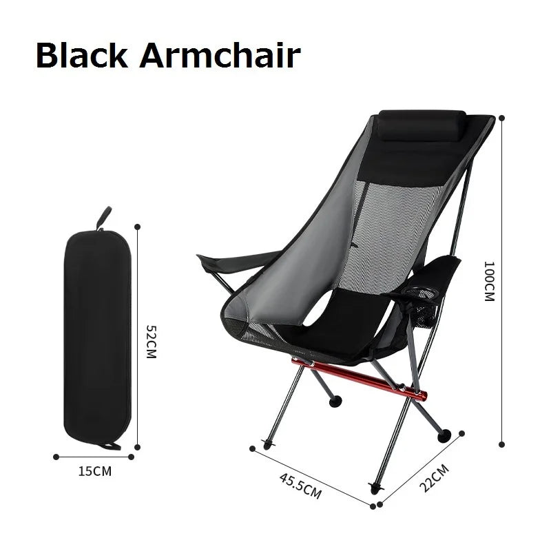 New Outdoor Folding Chair Ultralight Aluminum Moon Chair Picnic Beach Fishing Chairs Garden Seat Portable Hiking Camping Chair