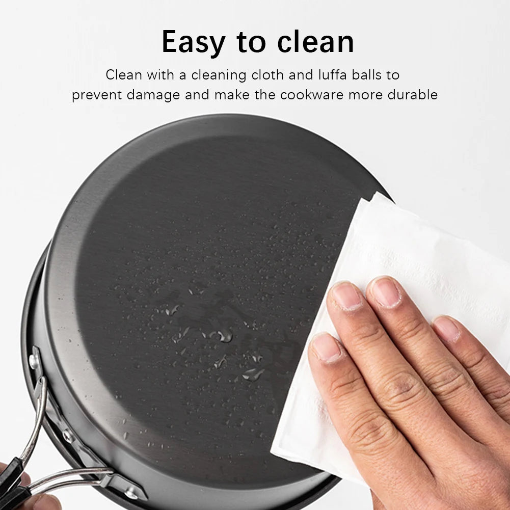 Portable Camping Pot with Lid and Folding Handle Camping Cook Pot Non-Stick Camping Cooking Utensils for Camping Hiking Picnic