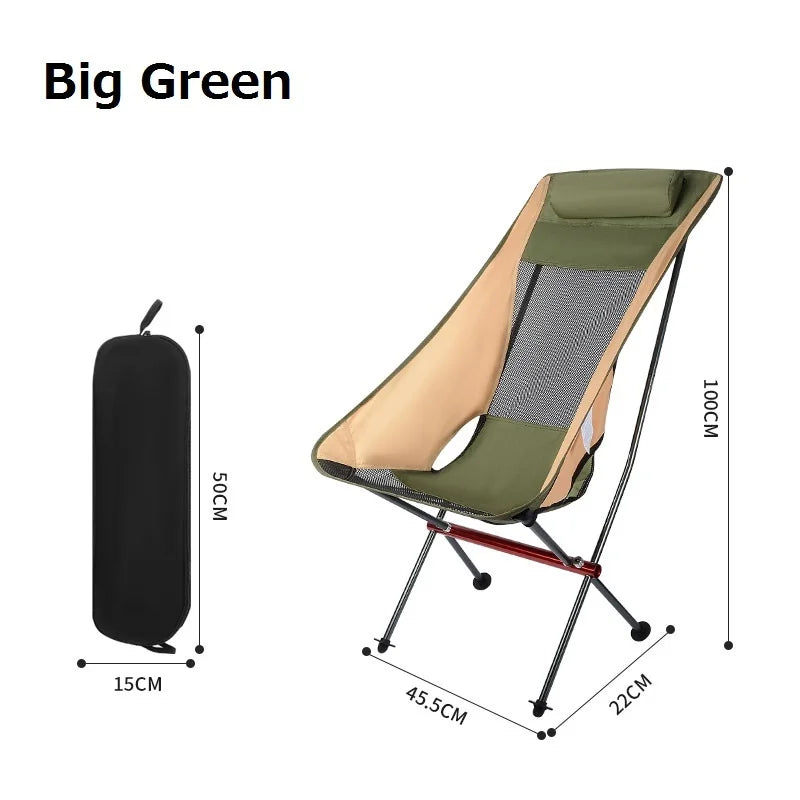 New Outdoor Folding Chair Ultralight Aluminum Moon Chair Picnic Beach Fishing Chairs Garden Seat Portable Hiking Camping Chair