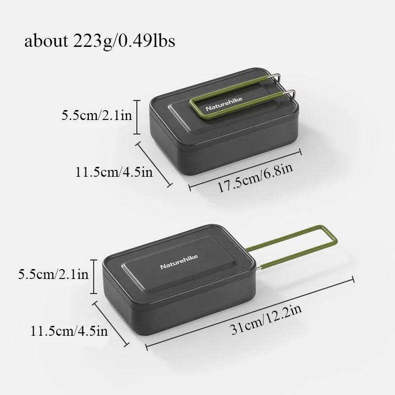 Naturehike 800ML Camping Lunch Boxs Folding Portable Aluminum Cookware Outdoor Dinner Box Travel Hiking Picnic Bento Boxes