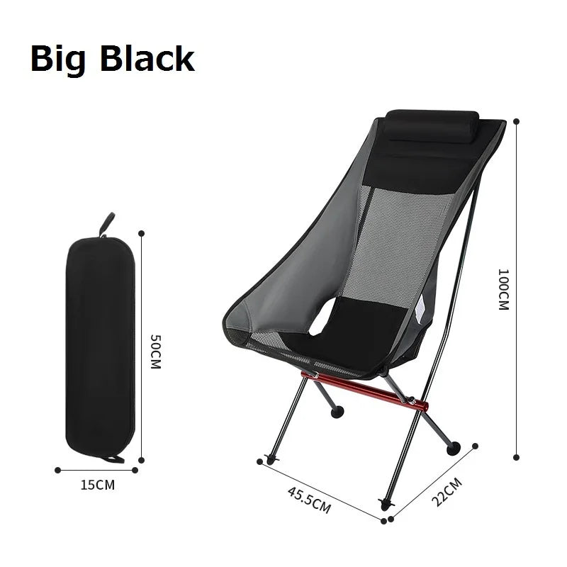 New Outdoor Folding Chair Ultralight Aluminum Moon Chair Picnic Beach Fishing Chairs Garden Seat Portable Hiking Camping Chair