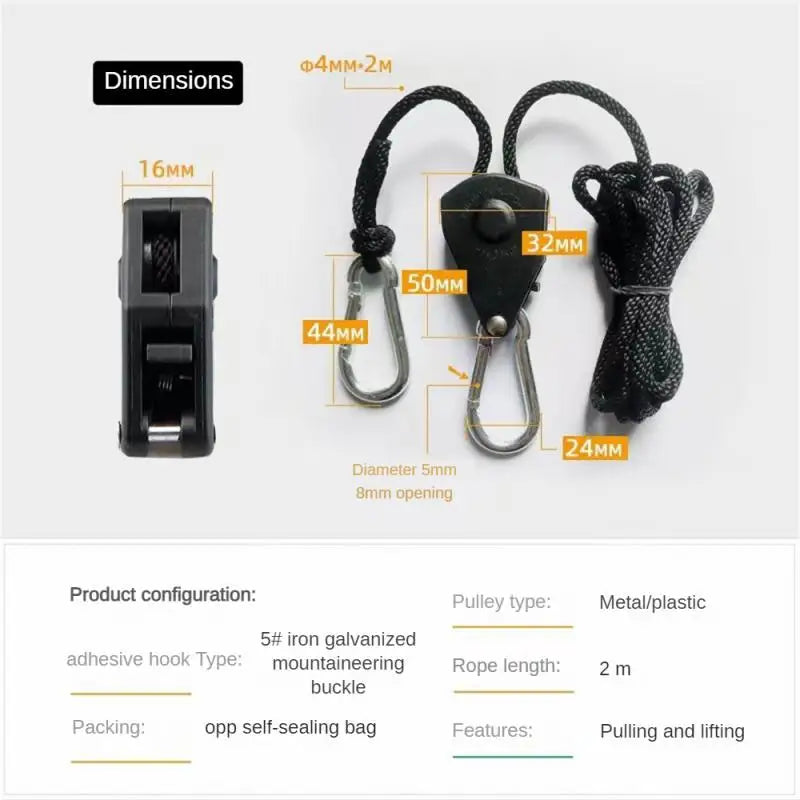 Inch Adjustable Grow Light Rope Ratchet Hanger Yoyo For Indoor Growing Light Tent Room Box GreenhouseFixtures