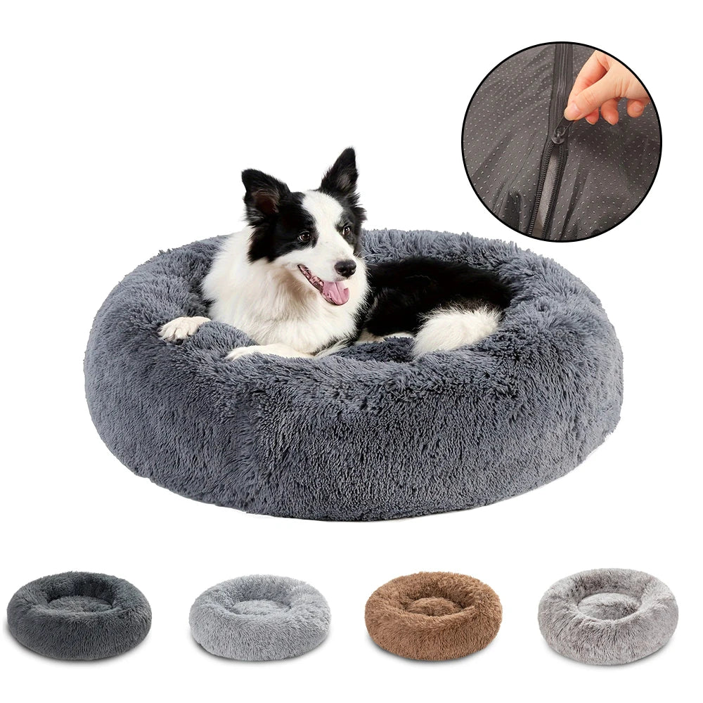Removable Round Pet Bed Dog Bed Sofa Washable Removable Dog House Long Luxe Plush Outdoor Large Pet Cat Dog Bed Warm Mat Sofa