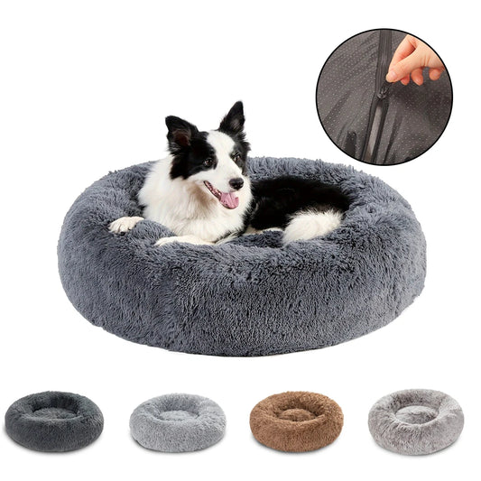 Removable Round Pet Bed Dog Bed Sofa Washable Removable Dog House Long Luxe Plush Outdoor Large Pet Cat Dog Bed Warm Mat Sofa