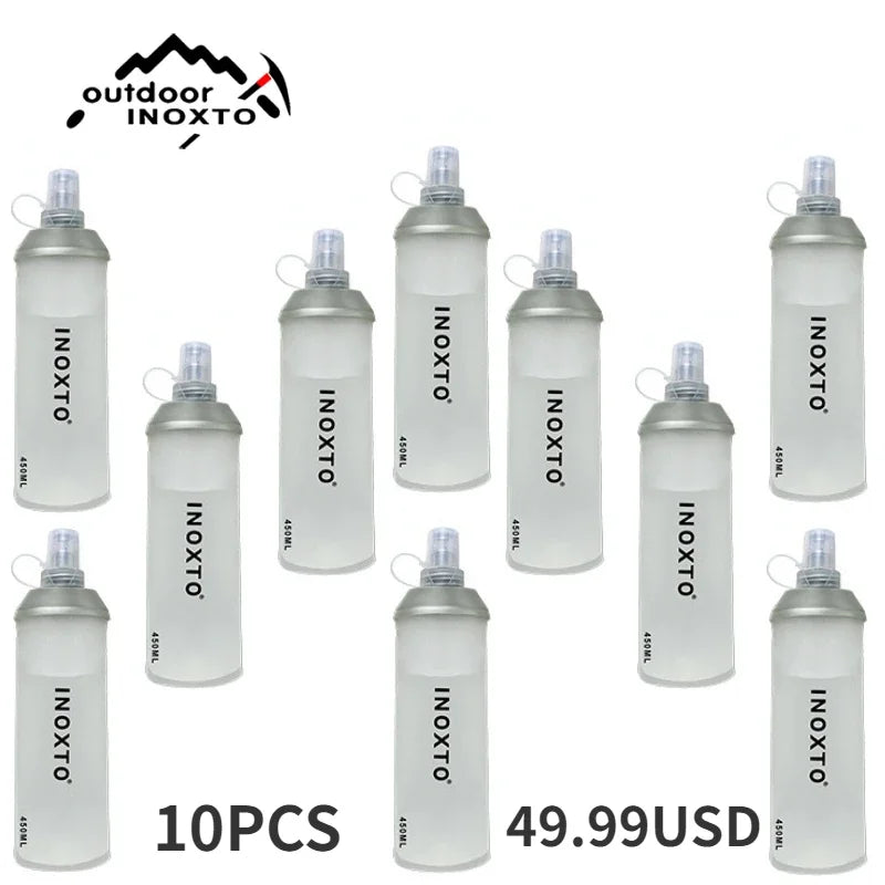 INOXTO 250ml 500ml Outdoor Running Sports PEVA Water Bottle Mountain Biking Water Bladder Soft Water Bottles for Cycling Hiking